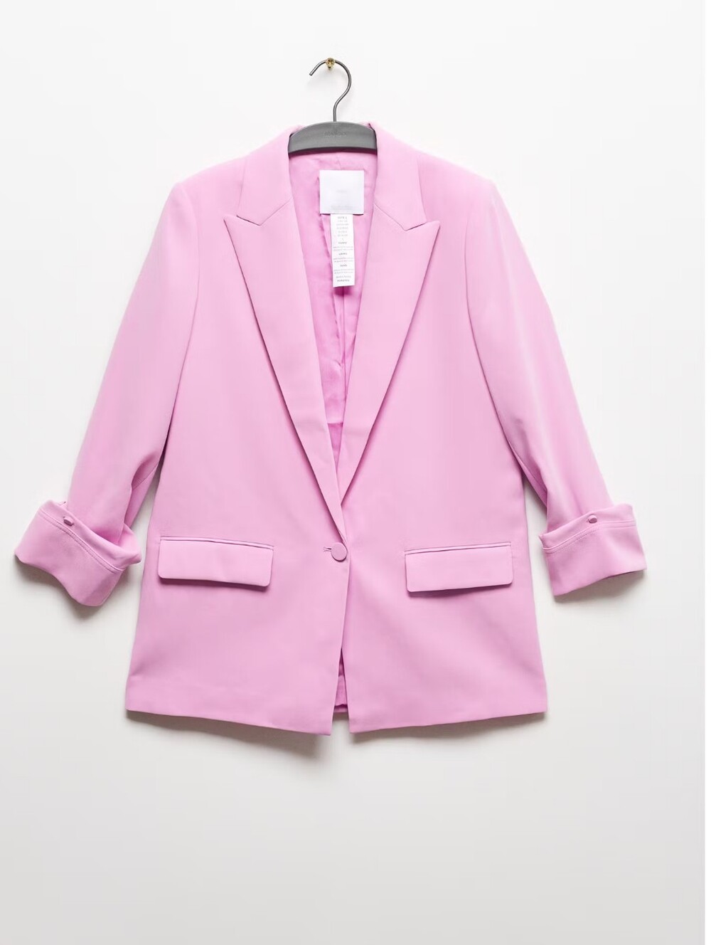 Mango Tailored jacket with turn-down sleeves - Pink - Picture 2 of 14